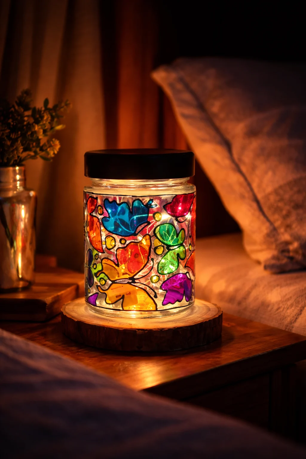 Lumânare soia decorativă „Fluturi” – cadou handmade care devine lampă ambientală