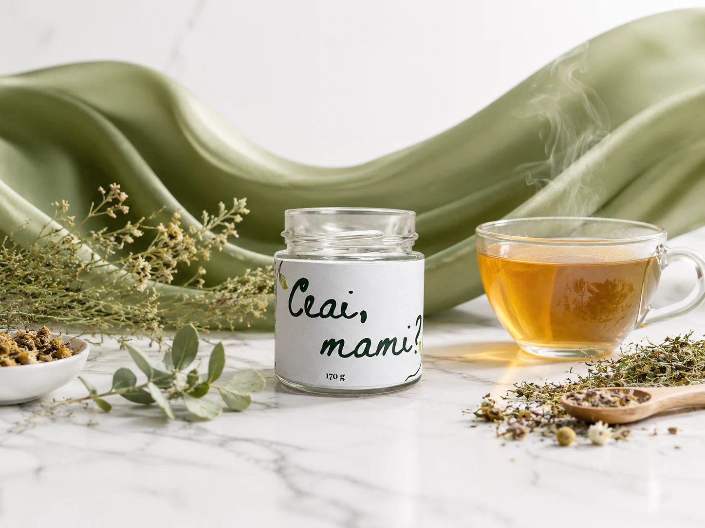 Lumânare parfumată Ceai, mami? din ceară de soia 170g – parfum ceai verde