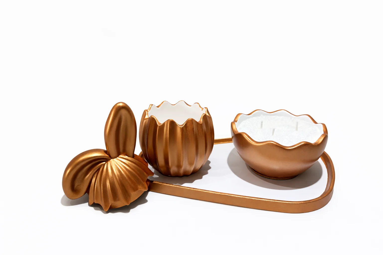 Set decorativ Iepuras cu lumanare DIY - alama antica