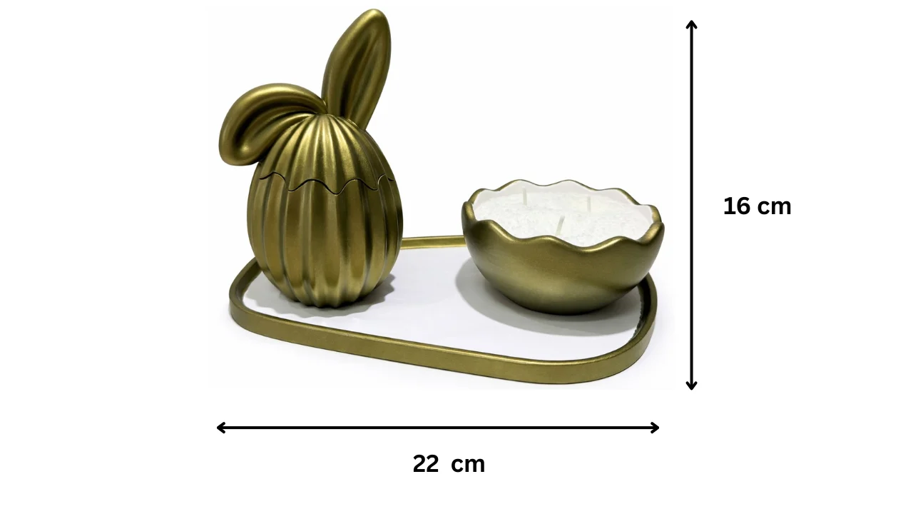 Set decorativ Iepuras cu lumanare DIY - aur verzui